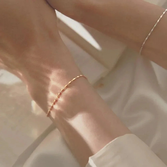 925 Sterling Silver Minimalist Thin Bar Bracelet Dainty Delicate Bracelet - Picture 8 of 10